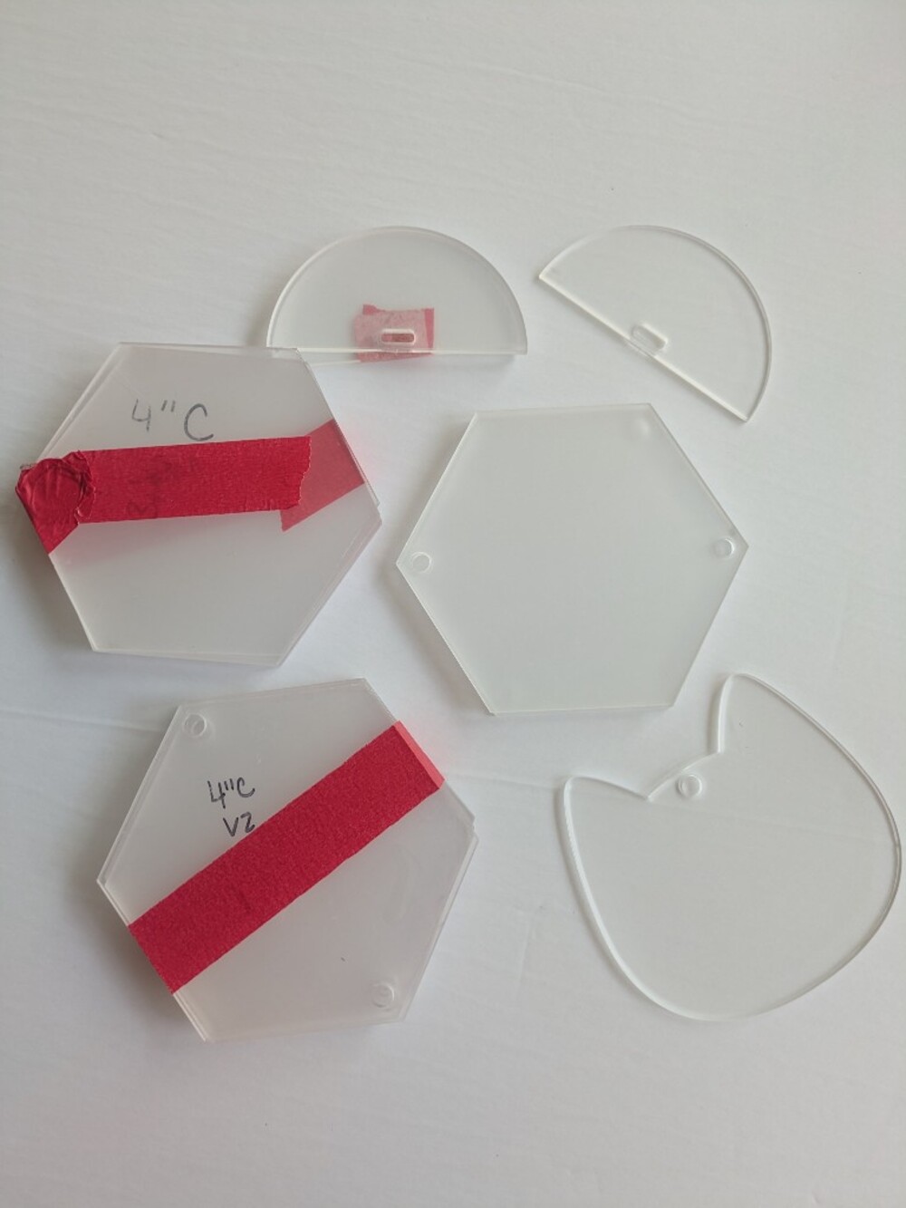 Clear Acrylic Hexagon and Semi-Circle Party Craft Shapes - Multi-Pack